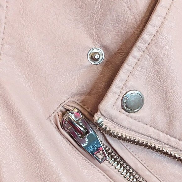 BLANK NYC PINK ZIPPERED FASHION MOTO LEATHER JACKET - SIZE XS - Picture 4 of 8